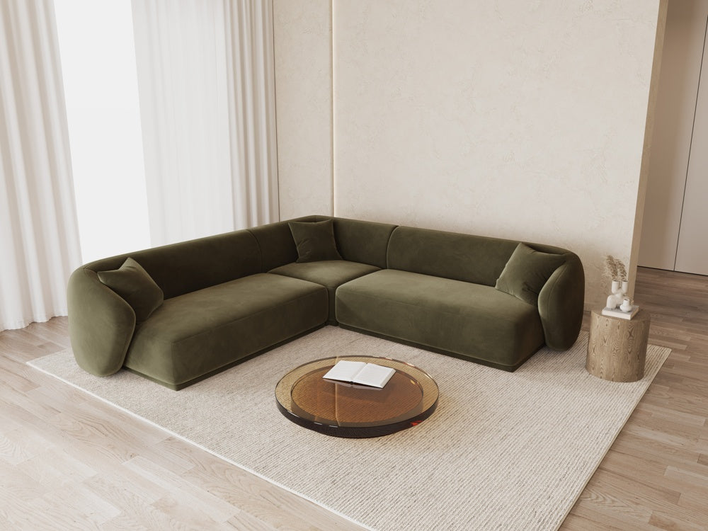 
Canapé d'angle design "Jane" 5 places - Velours vert