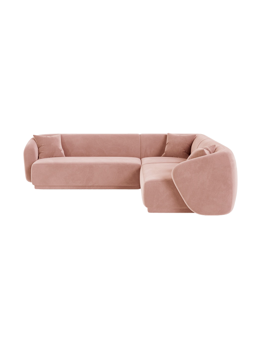 
Canapé d'angle design "Jane" 5 places - Velours rose