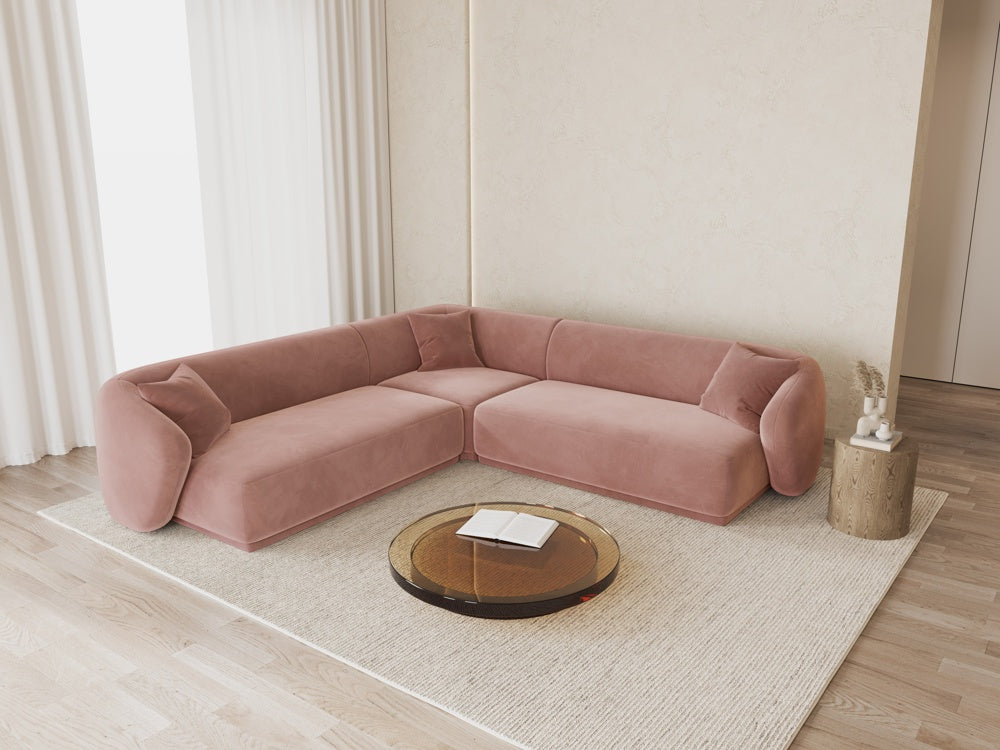 
Canapé d'angle design "Jane" 5 places - Velours rose