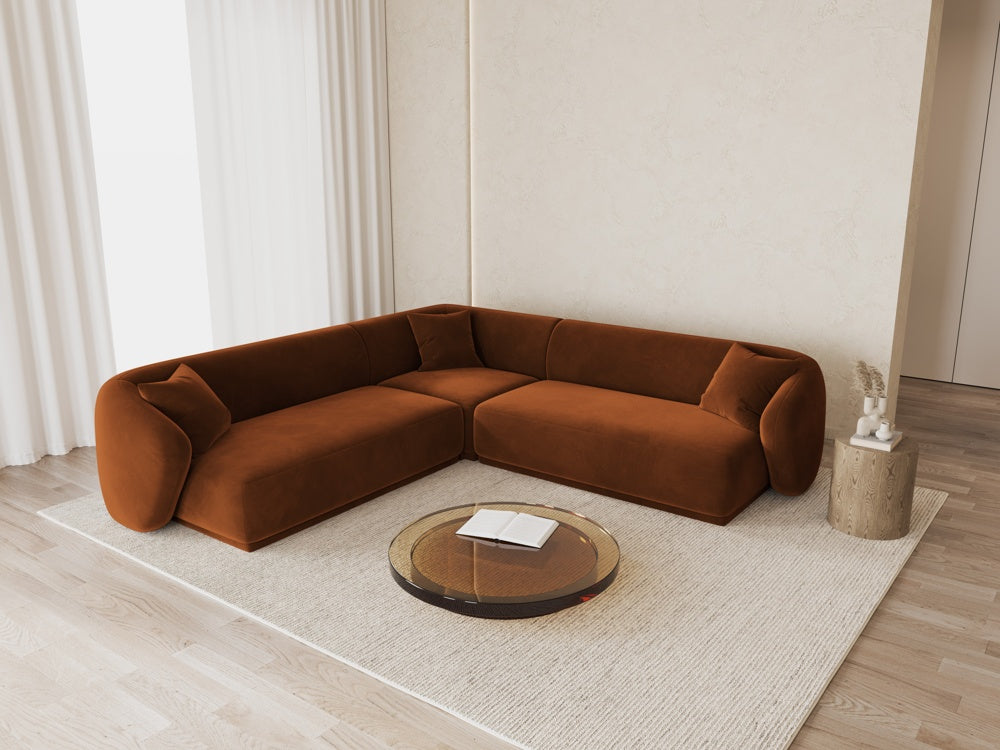 
Canapé d'angle design "Jane" 5 places - Velours Terre cuite