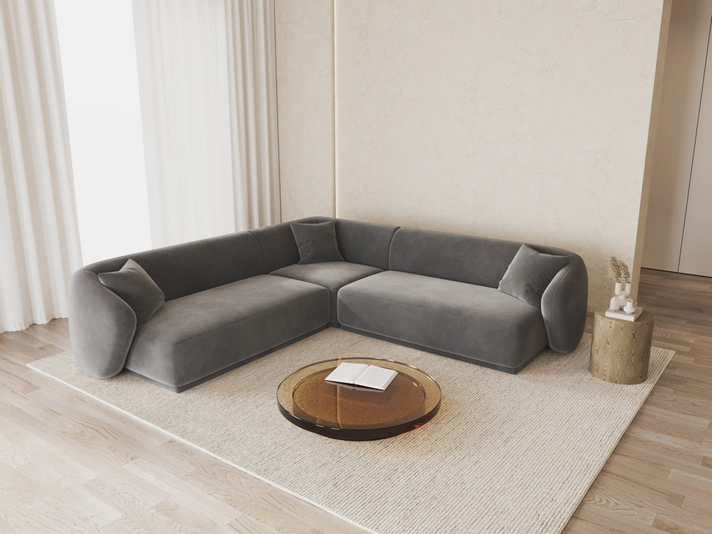
Canapé d'angle design "Jane" 5 places - Velours Gris