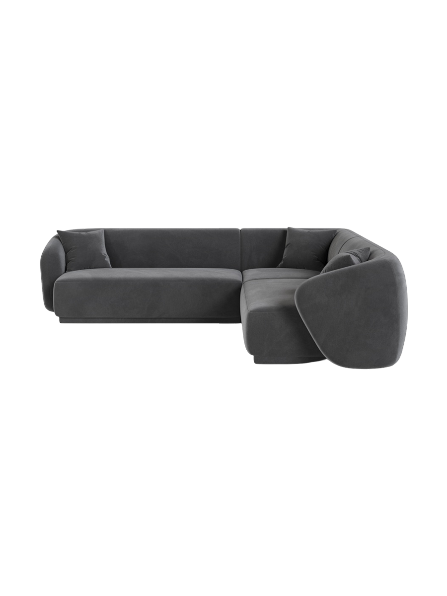 
Canapé d'angle design "Jane" 5 places - Velours gris foncé