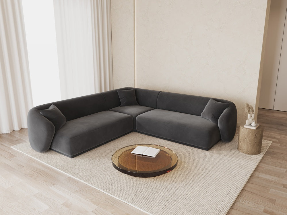 
Canapé d'angle design "Jane" 5 places - Velours gris foncé