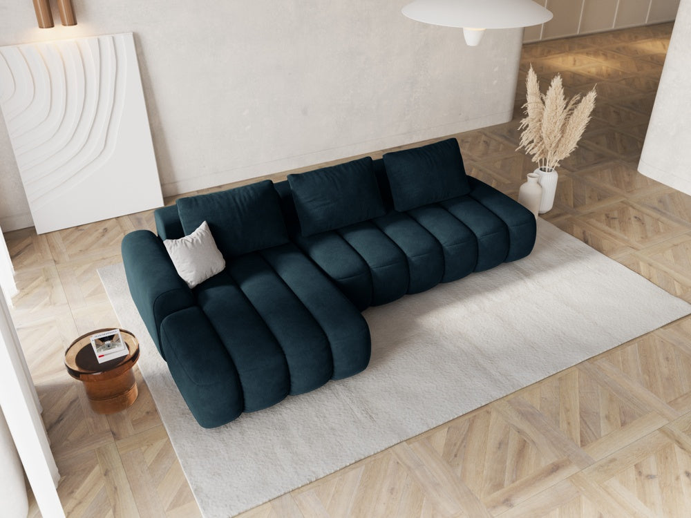 
4-Seater Designer Corner Sofa "Kimi" with Sleeping Function - Velvet dark petrol / Left corner section