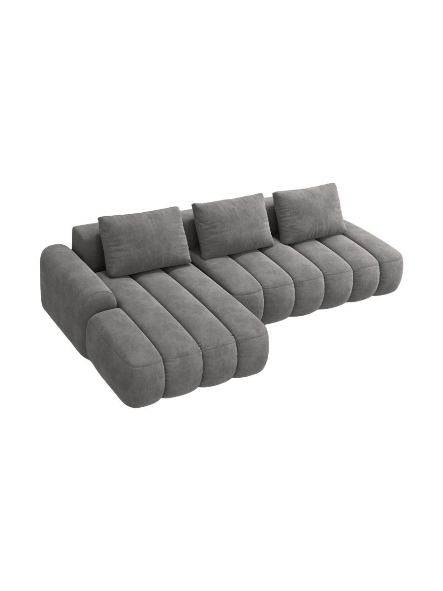 
4-Seater Designer Corner Sofa "Kimi" with Sleeping Function - Velvet Grey / Left corner section