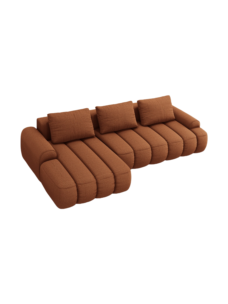 
3-seater designer corner sofa "Kimi" with sleeping function - Textured Fabric Brick / Left corner section