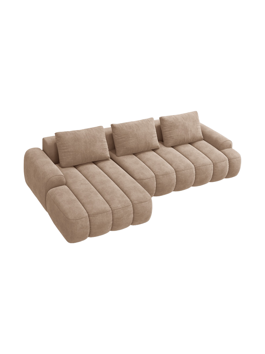 
3-seater designer corner sofa "Kimi" with sleeping function - Velvet Dark Beige / Left corner section