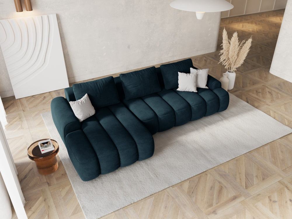 
3-seater designer corner sofa "Kimi" with sleeping function - Velvet dark petrol / Left corner section