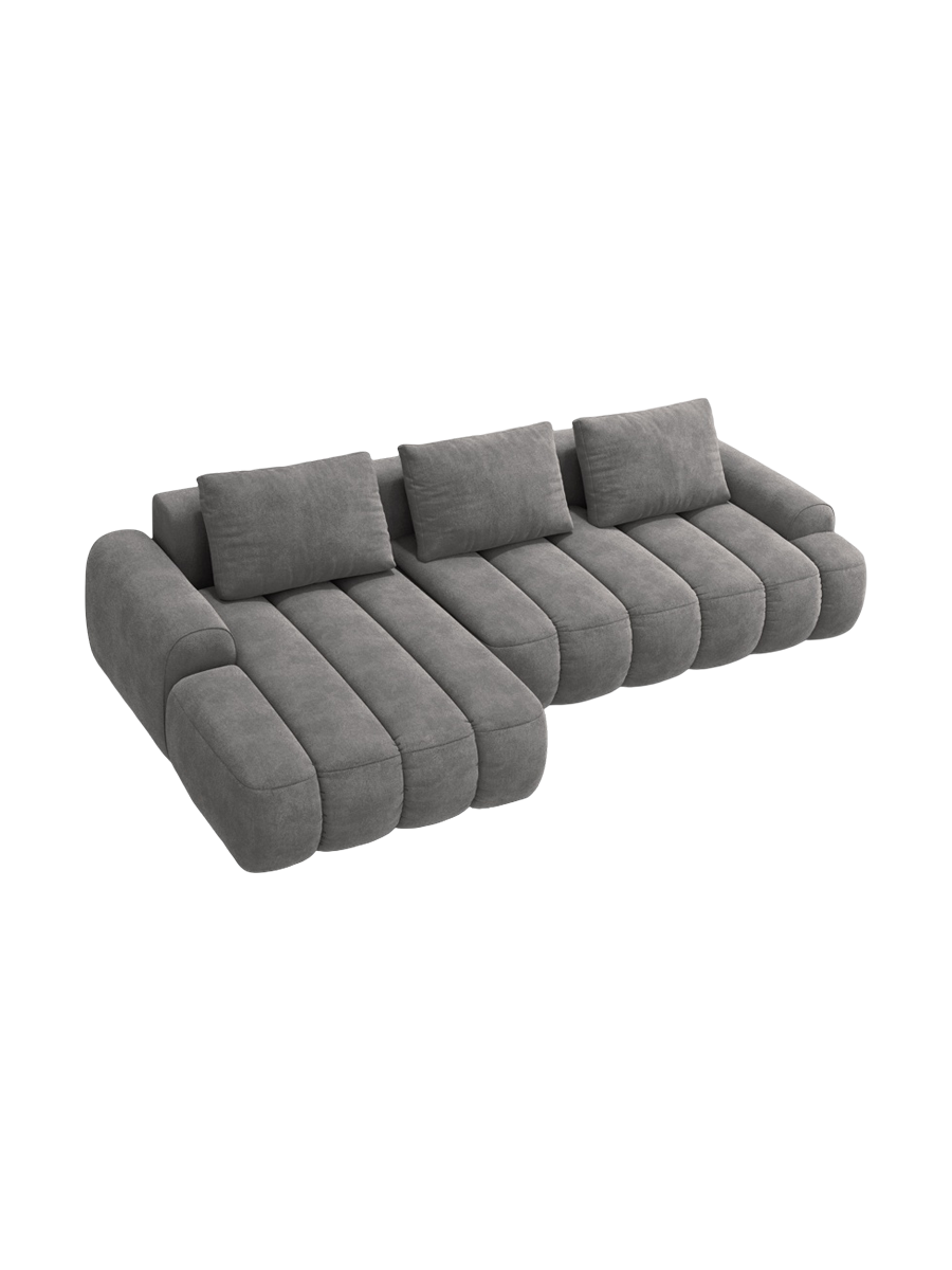 
3-seater designer corner sofa "Kimi" with sleeping function - Velvet Grey / Left corner section