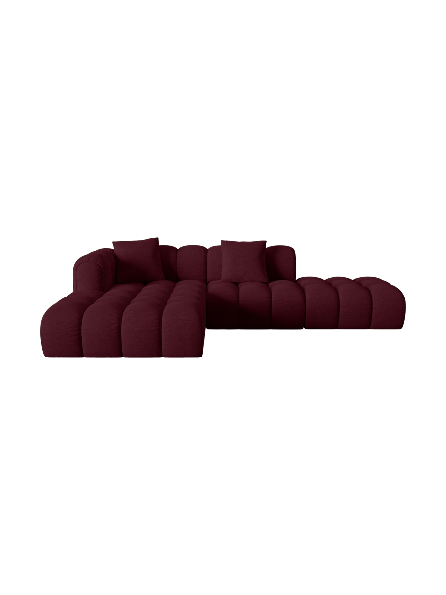 
4-Seater Designer Corner Sofa "Arden" with Ottoman - Upholstery fabric Bordeaux / Ottoman right