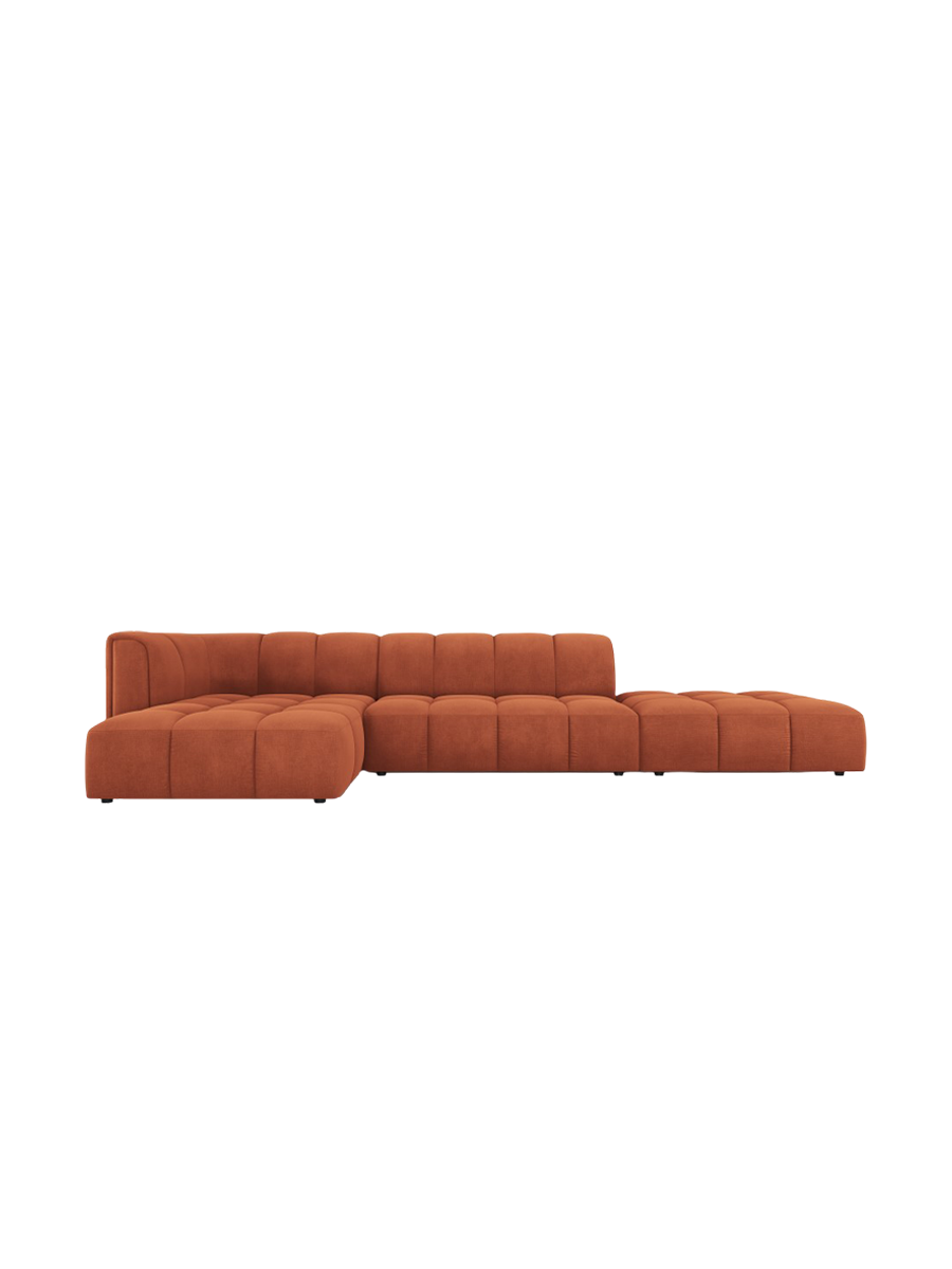 
5-Sitzer Design Ecksofa "Adams" mit Ottomane - Chenille Terracotta / Ottomane rechts
