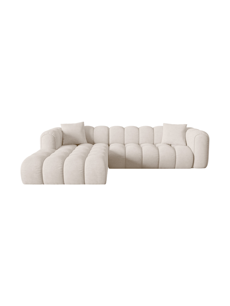
4-Seater Designer Corner Sofa "Arden" - Structured Fabric Beige / Left corner section