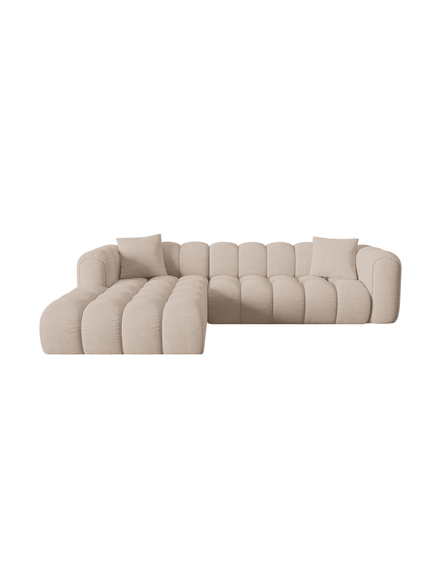 
4-Seater Designer Corner Sofa "Arden" - Structured fabric Cappuccino / Left corner section