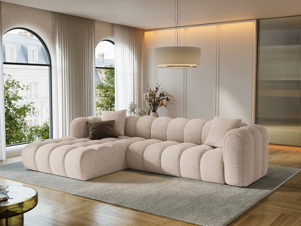 
4-Seater Designer Corner Sofa "Arden" - Structured fabric Cappuccino / Left corner section