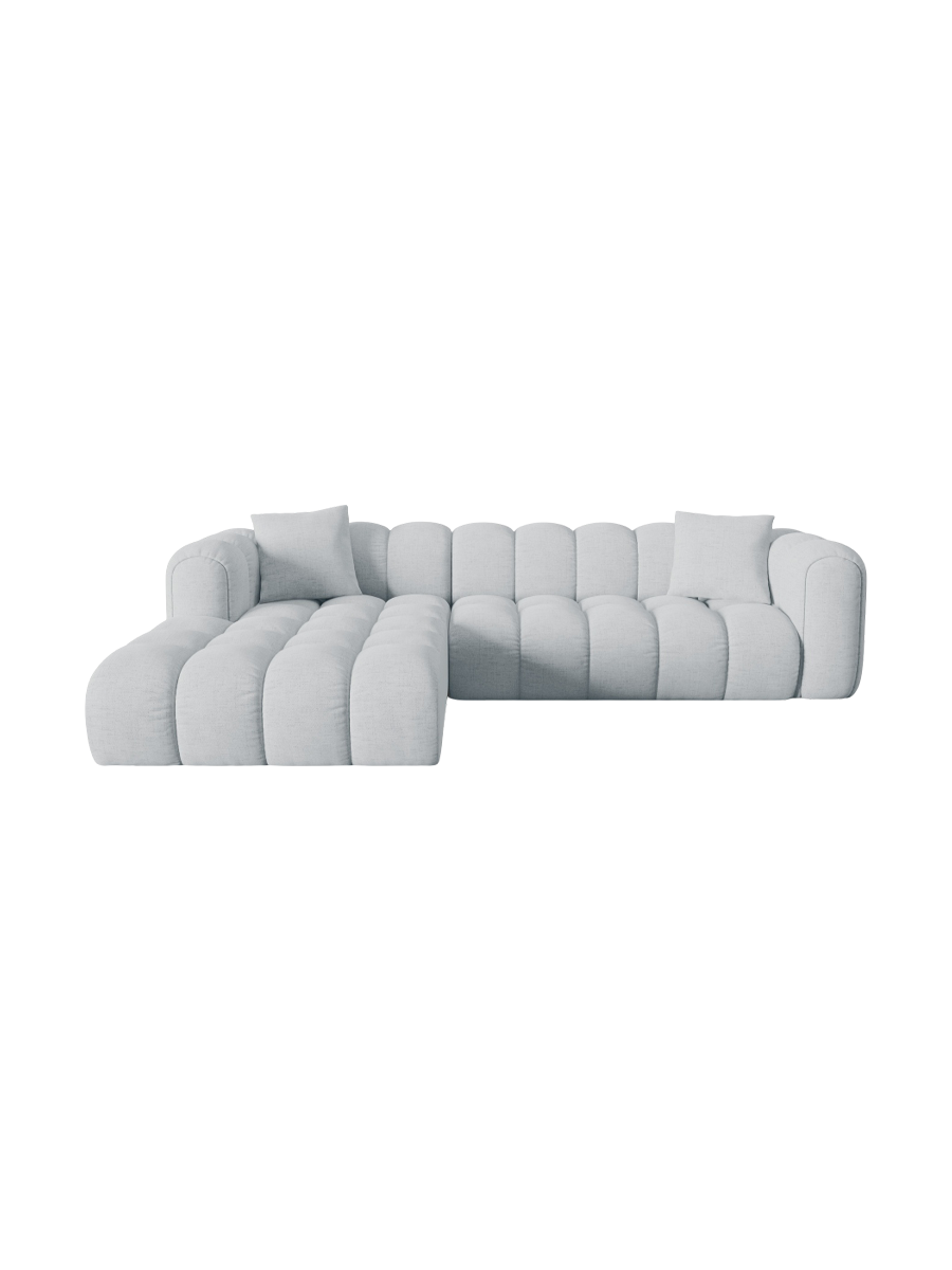 
4-Seater Designer Corner Sofa "Arden" - Structural Fabric Light Grey / Left corner section