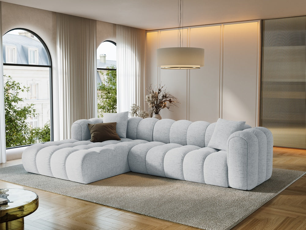 
4-Seater Designer Corner Sofa "Arden" - Structural Fabric Light Grey / Left corner section