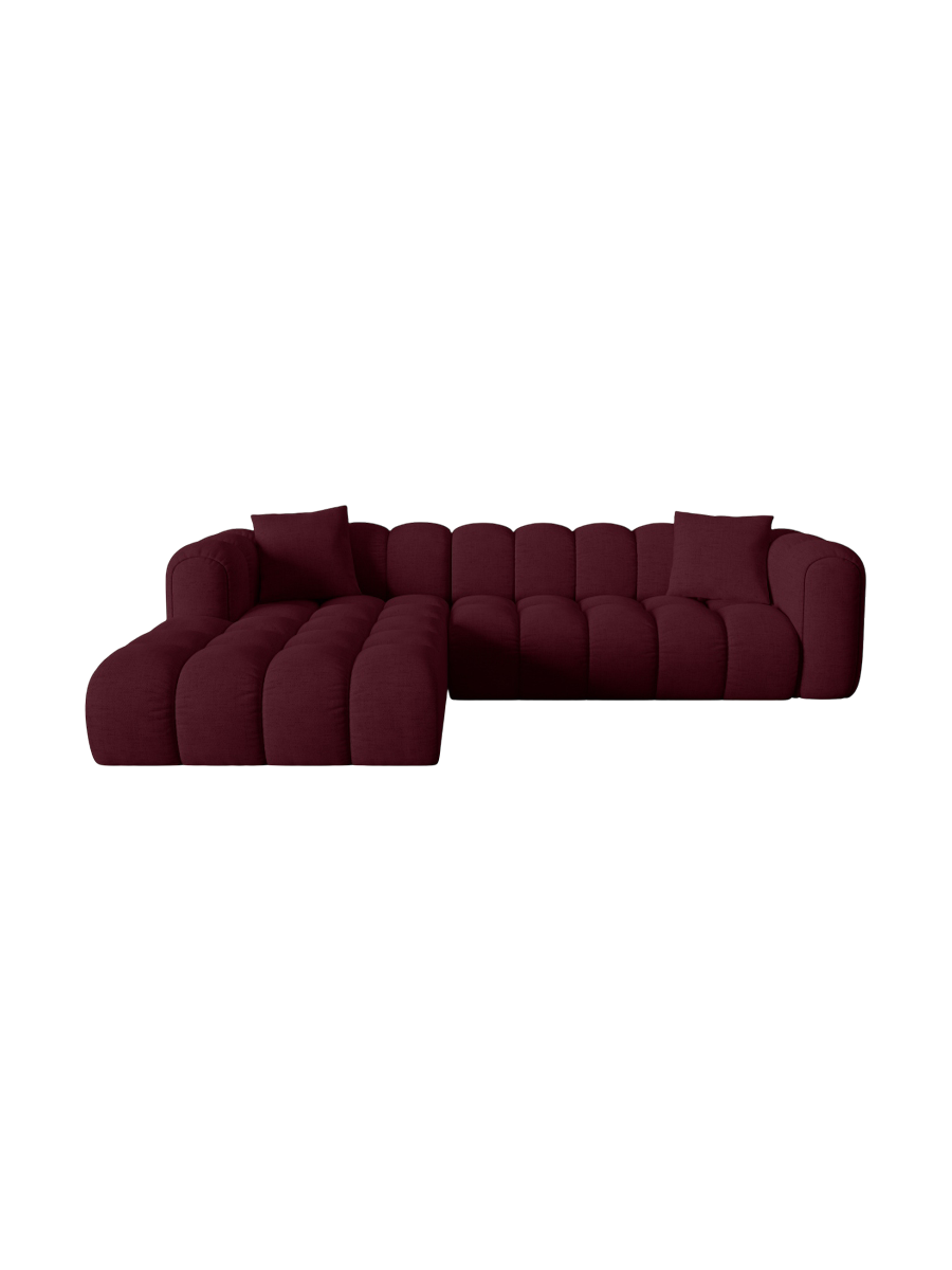 
4-Seater Designer Corner Sofa "Arden" - Structured fabric Bordeaux / Left corner section