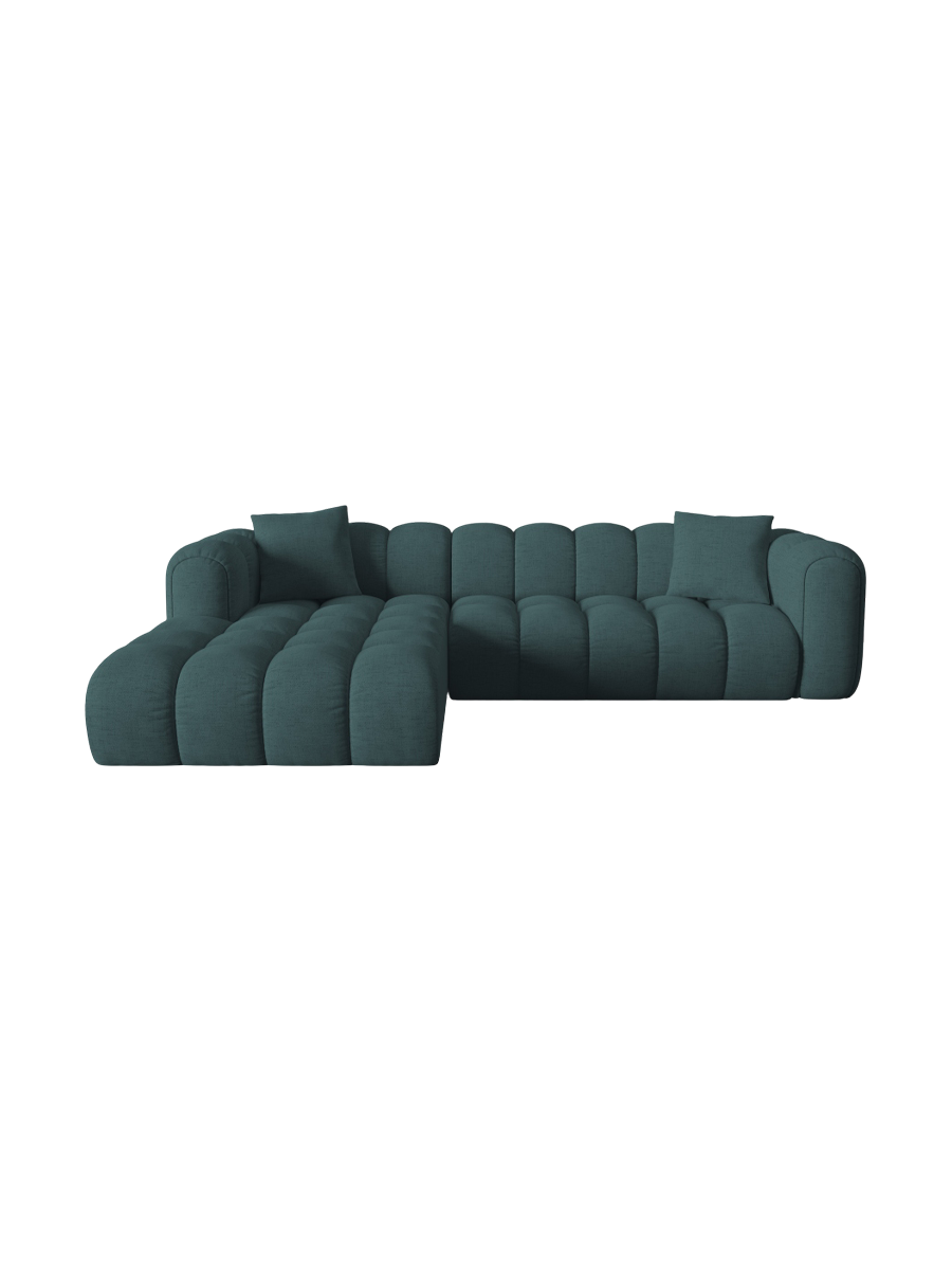 
4-Seater Designer Corner Sofa "Arden" - Textured fabric petrol / Left corner section