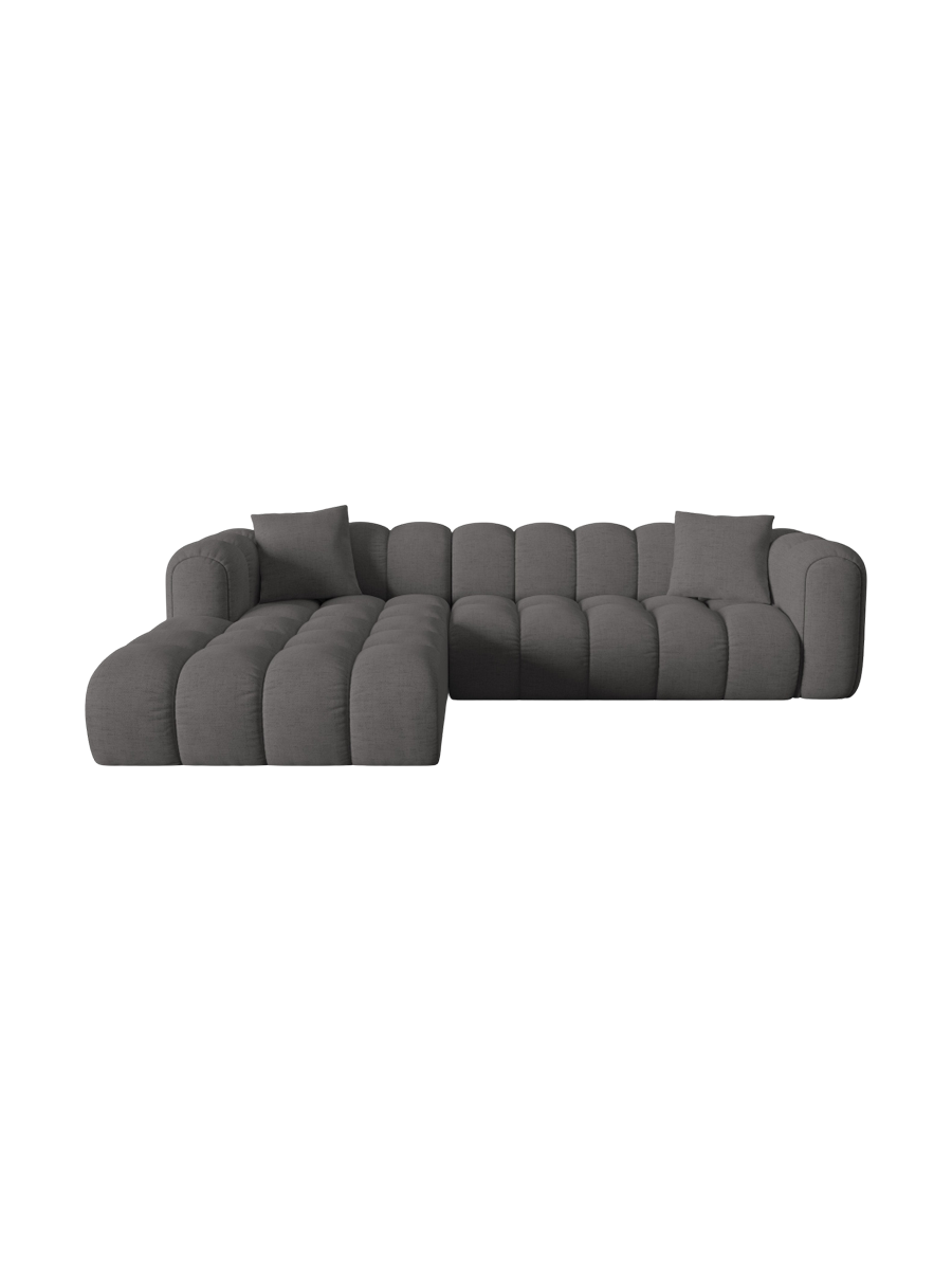 
4-Seater Designer Corner Sofa "Arden" - Textured Fabric Grey / Left corner section