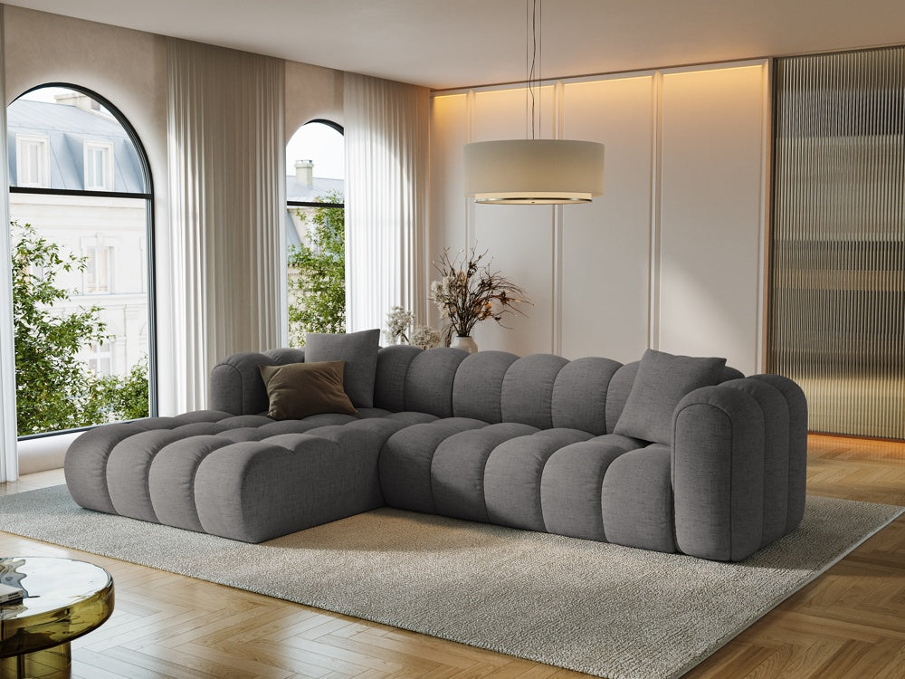 
4-Seater Designer Corner Sofa "Arden" - Textured Fabric Grey / Left corner section