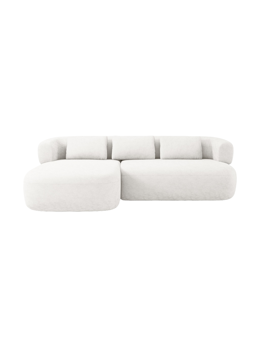 
3/4-seater design corner sofa "Estro" - Chenille Light Beige / Left corner section