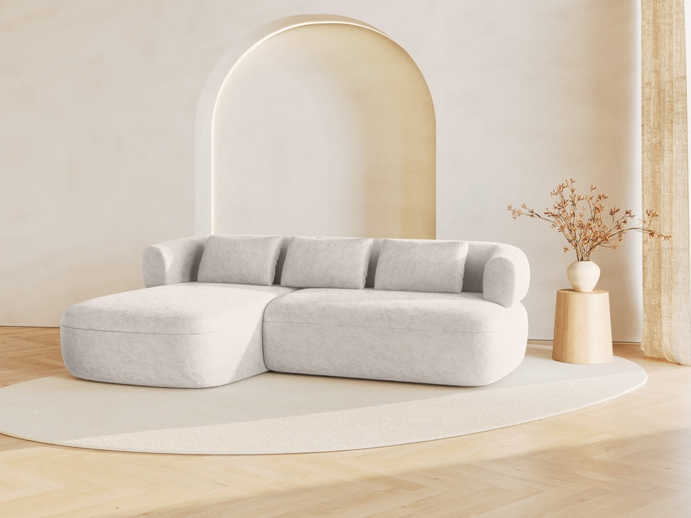 
3/4-seater design corner sofa "Estro" - Chenille Light Beige / Left corner section