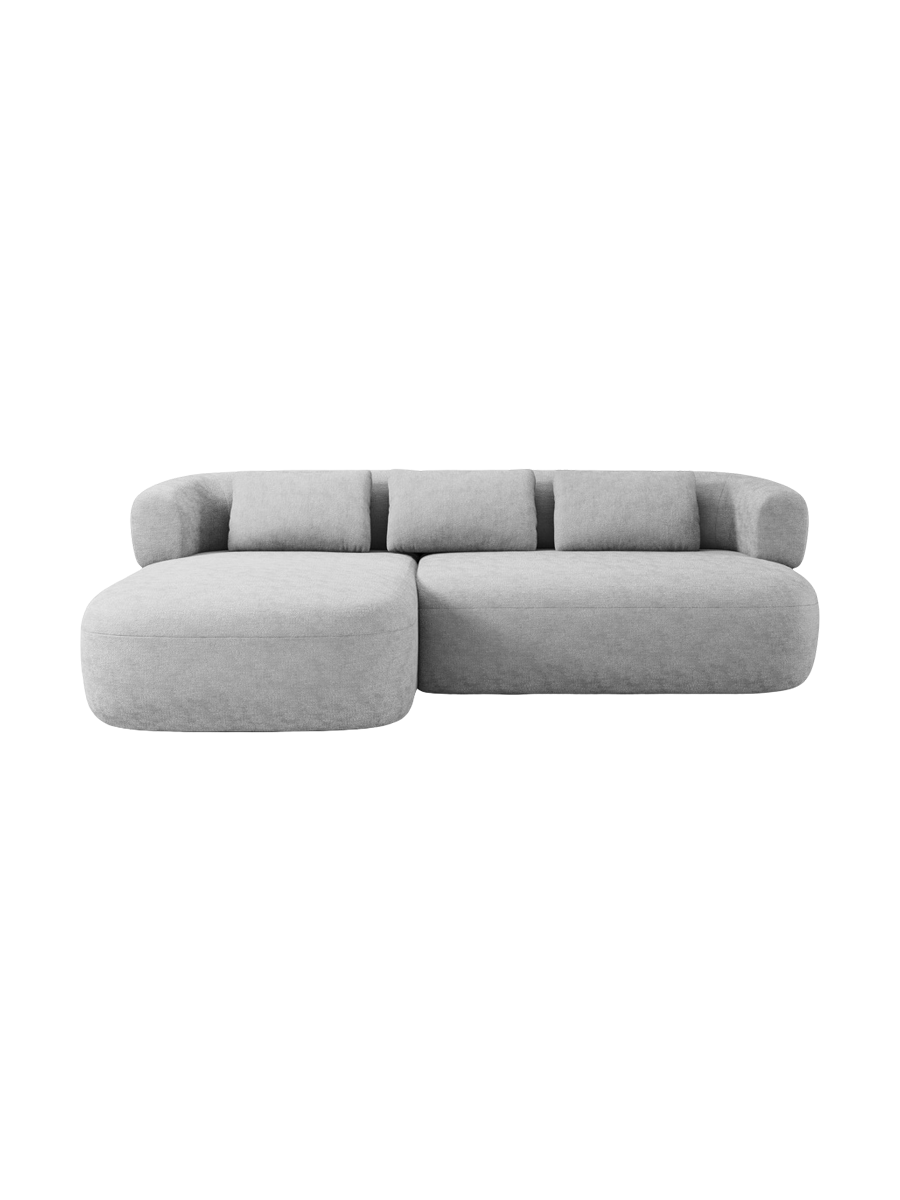 
3/4-seater design corner sofa "Estro" - Chenille Silver / Left corner section