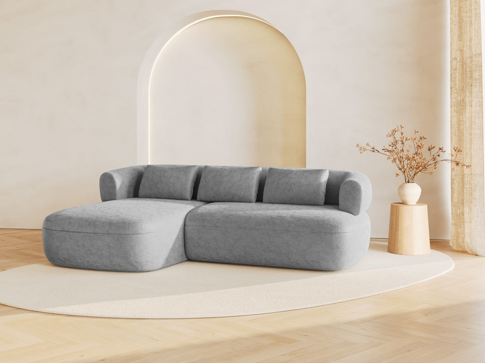 
3/4-seater design corner sofa "Estro" - Chenille Silver / Left corner section