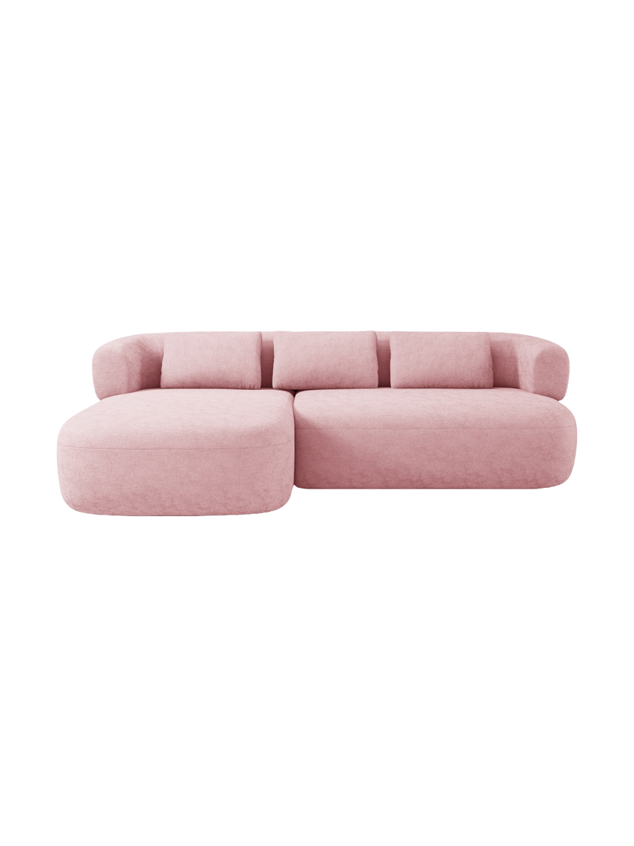 
3/4-seater design corner sofa "Estro" - Chenille Pink / Left corner section