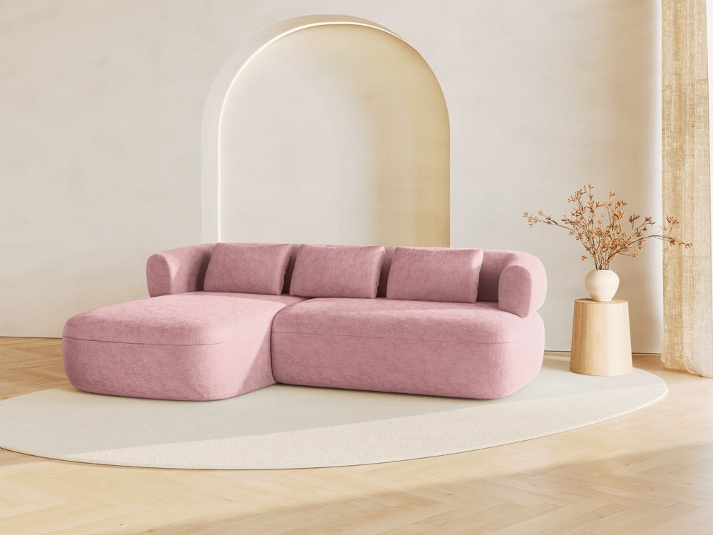 
3/4-seater design corner sofa "Estro" - Chenille Pink / Left corner section