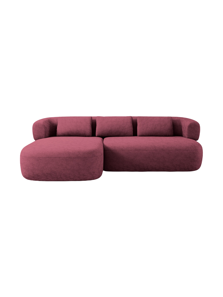 
3/4-seater design corner sofa "Estro" - Chenille Cherry / Left corner section
