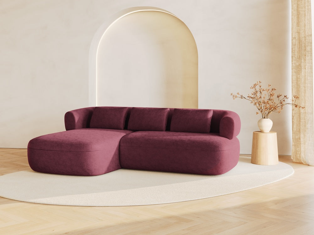 
3/4-seater design corner sofa "Estro" - Chenille Cherry / Left corner section