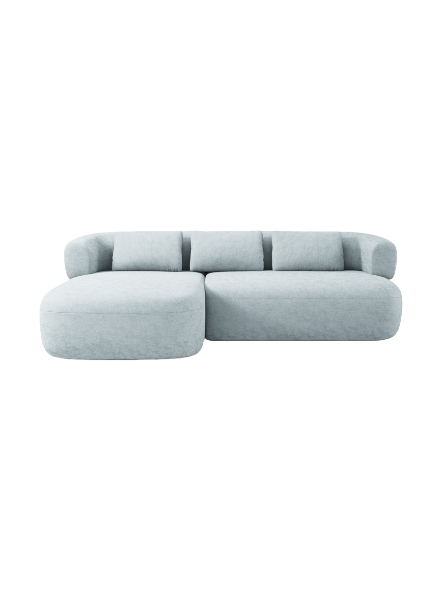 
3/4-seater design corner sofa "Estro" - Chenille Light Blue / Left corner section