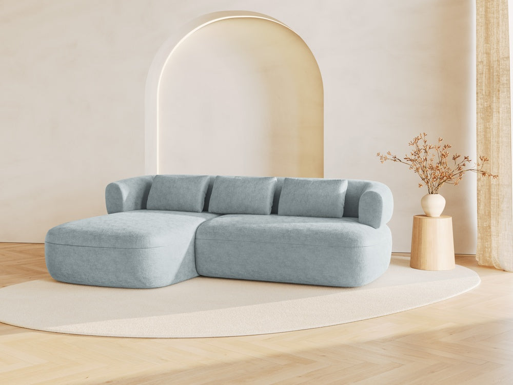 
3/4-seater design corner sofa "Estro" - Chenille Light Blue / Left corner section