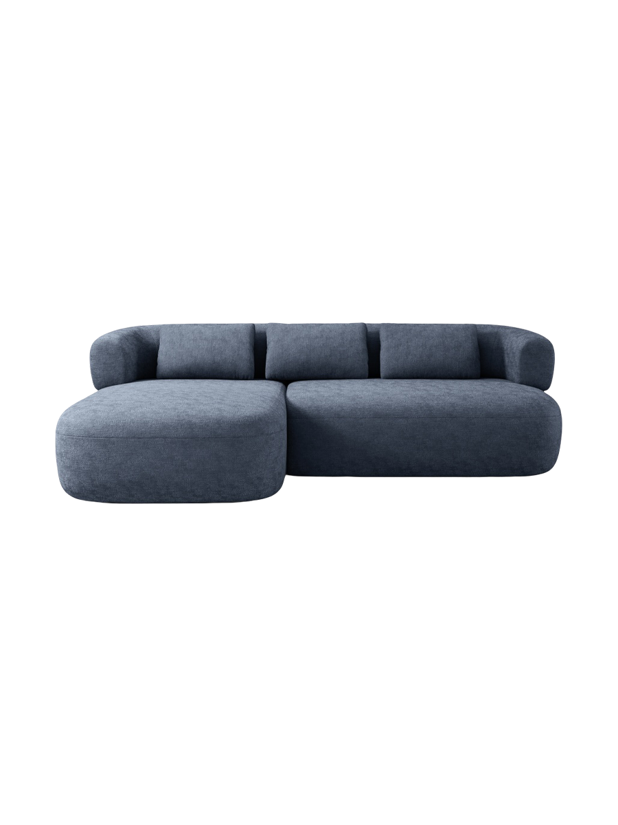 
3/4-seater design corner sofa "Estro" - Chenille Dark Blue / Left corner section