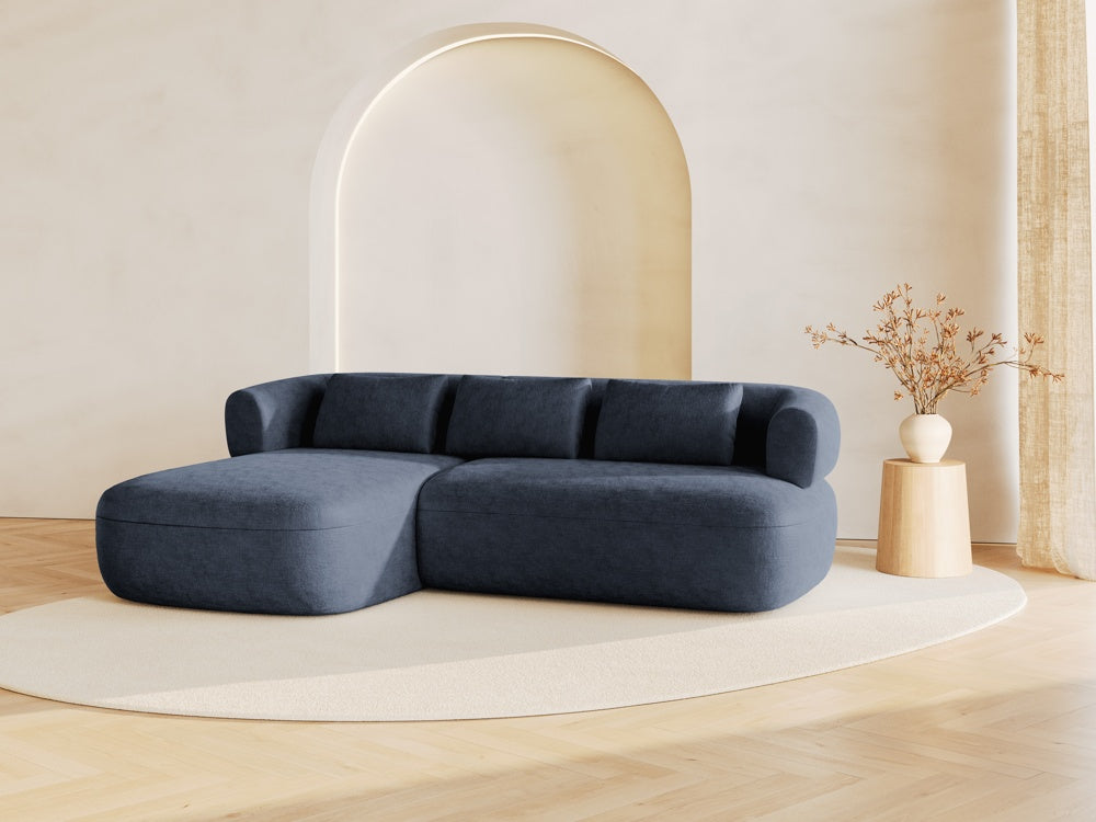 
3/4-seater design corner sofa "Estro" - Chenille Dark Blue / Left corner section