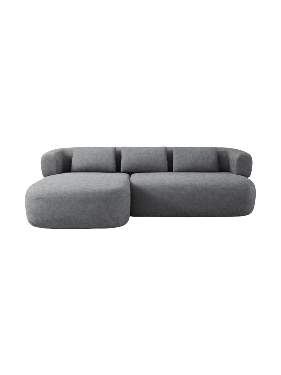 
3/4-seater design corner sofa "Estro" - Chenille Dark Grey / Left corner section
