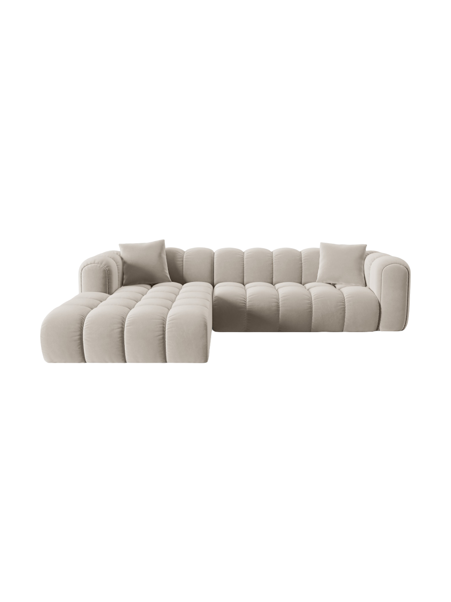 
4-Seater Designer Corner Sofa "Arden" - Velvet Ecru / Left corner section