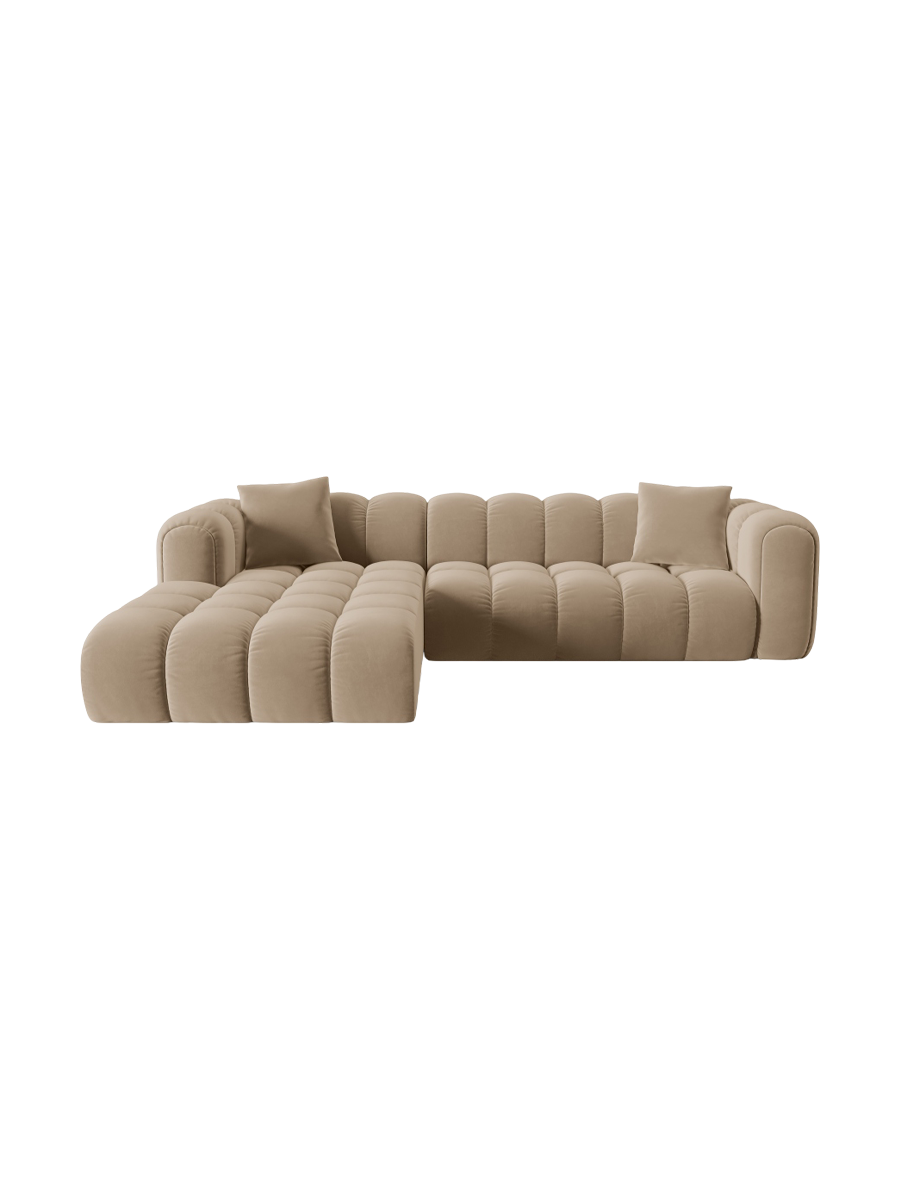 
4-Seater Designer Corner Sofa "Arden" - Velvet Sand / Left corner section