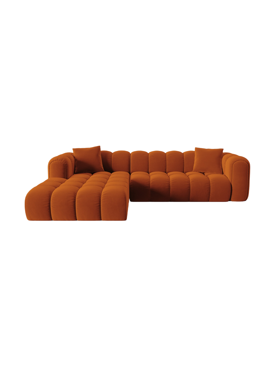 
4-Seater Designer Corner Sofa "Arden" - Velvet Terracotta / Left corner section