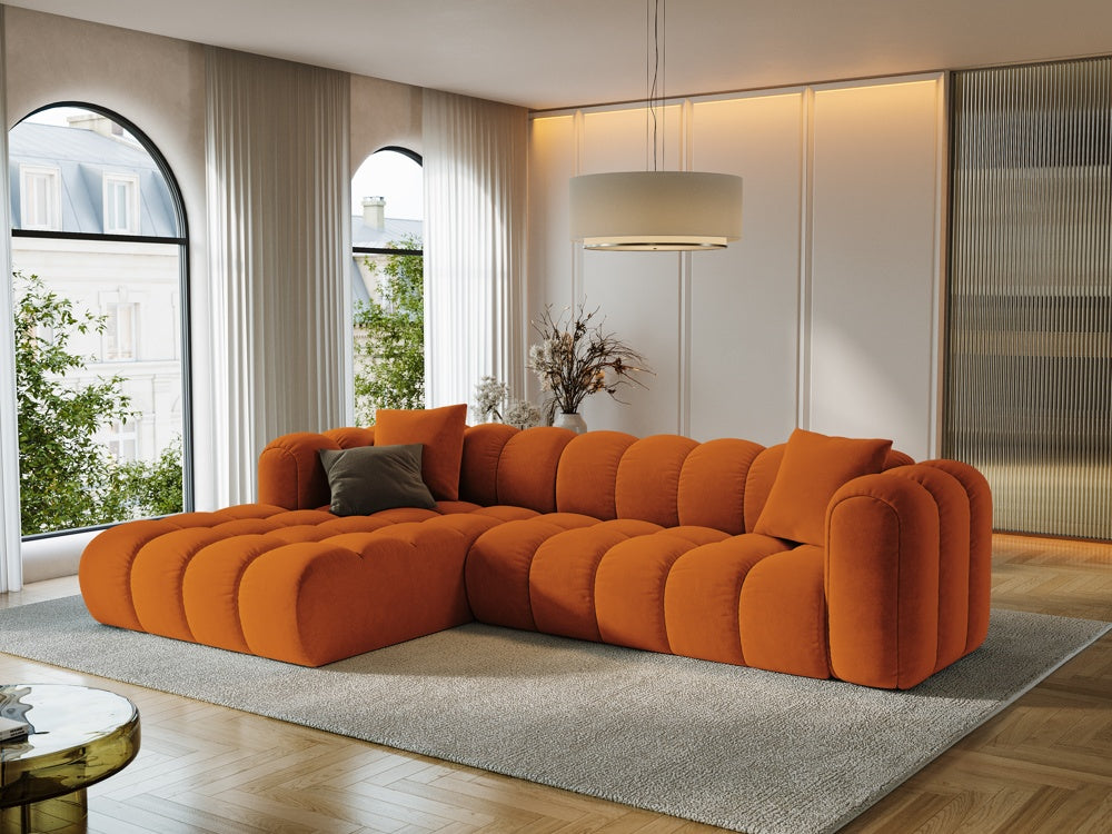 
4-Seater Designer Corner Sofa "Arden" - Velvet Terracotta / Left corner section