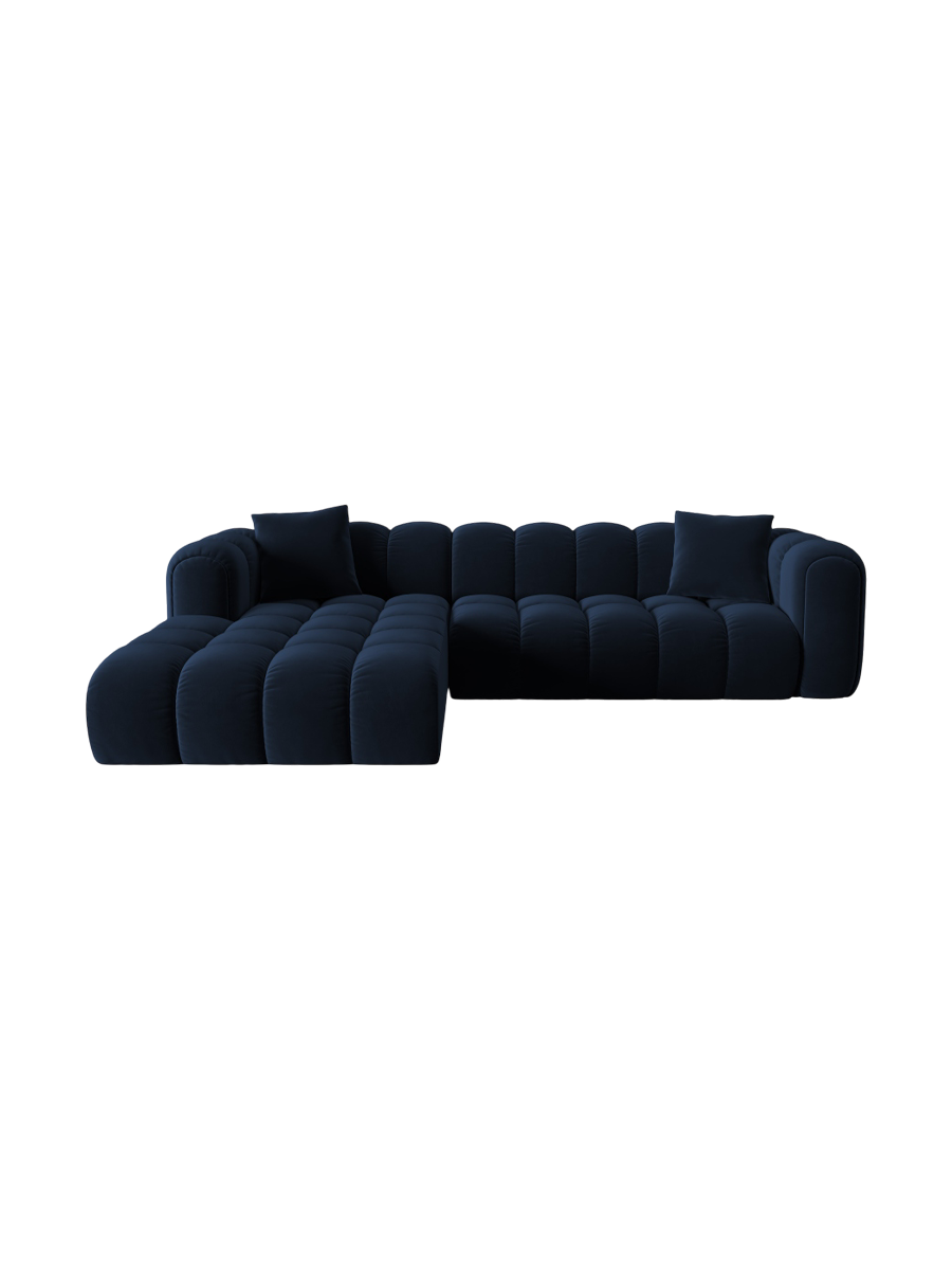 
4-Seater Designer Corner Sofa "Arden" - Velvet Royal Blue / Left corner section