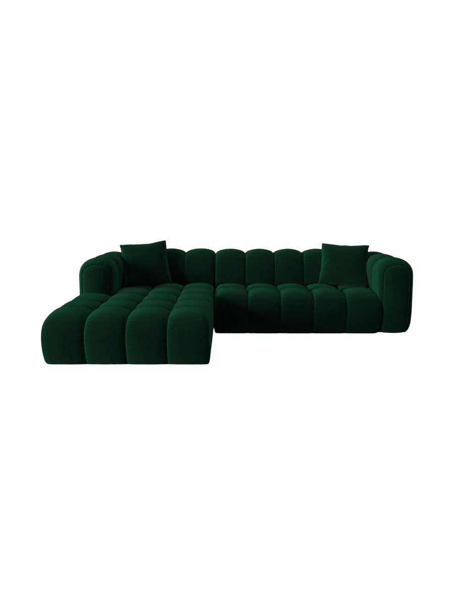 
4-Seater Designer Corner Sofa "Arden" - Velvet Bottle Green / Left corner section