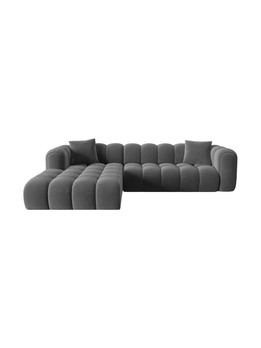 
4-Seater Designer Corner Sofa "Arden" - Velvet Grey / Left corner section