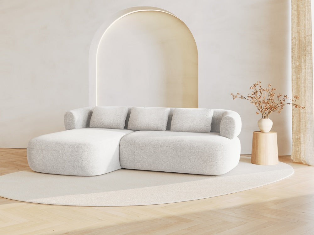 
3/4-seater design corner sofa "Estro" - Bouclé Ivory / Left corner section