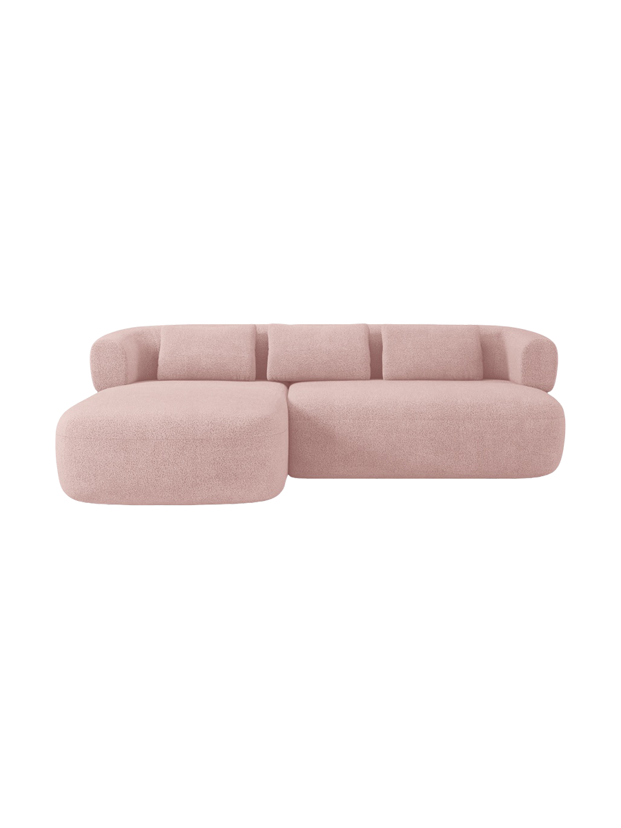 
3/4-seater design corner sofa "Estro" - Bouclé Powder Pink / Left corner section