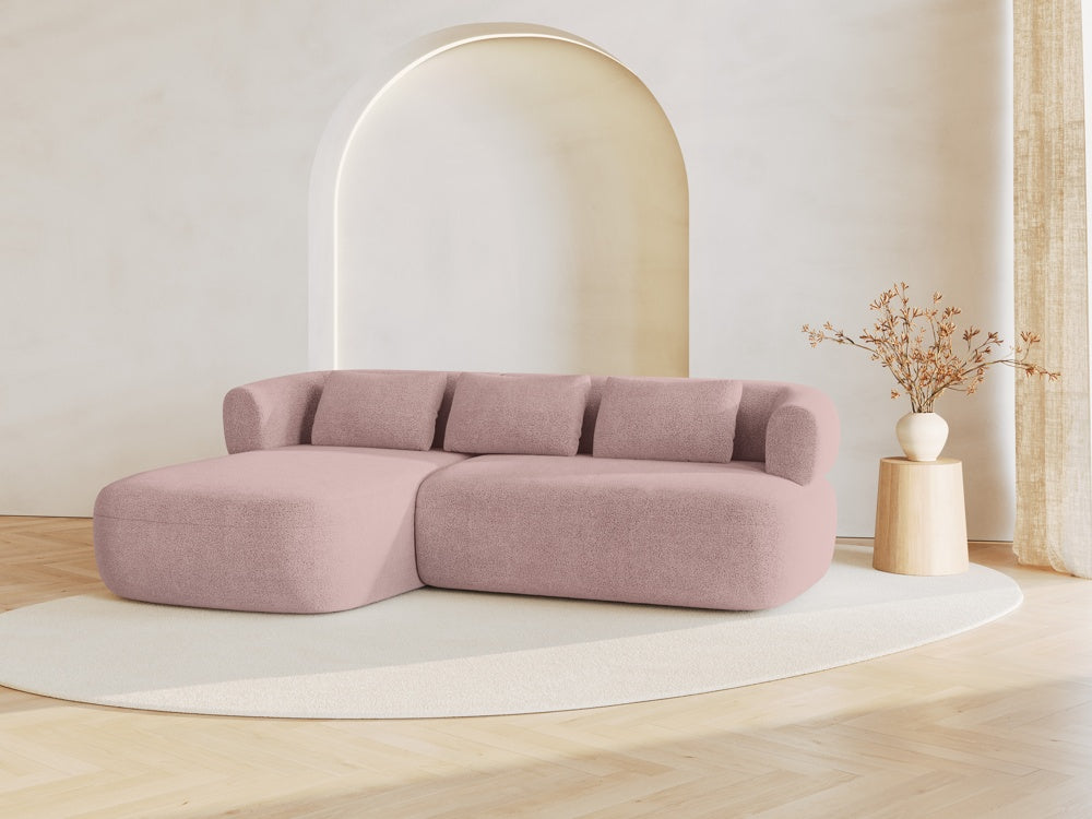 
3/4-seater design corner sofa "Estro" - Bouclé Powder Pink / Left corner section