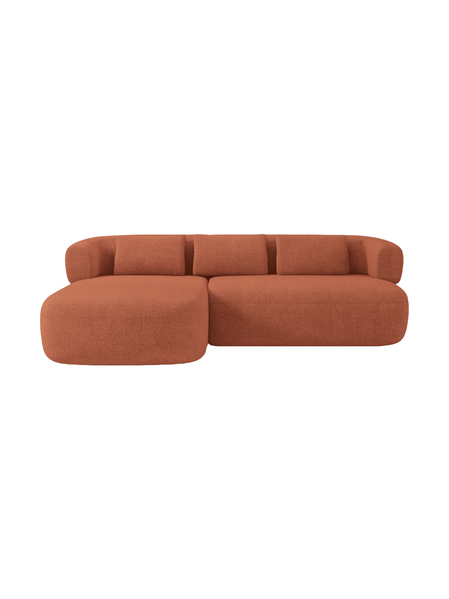 
3/4-seater design corner sofa "Estro" - Bouclé Brick / Left corner section