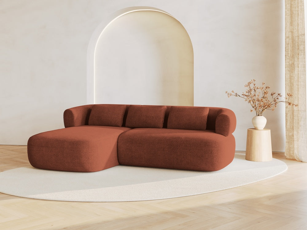 
3/4-seater design corner sofa "Estro" - Bouclé Brick / Left corner section