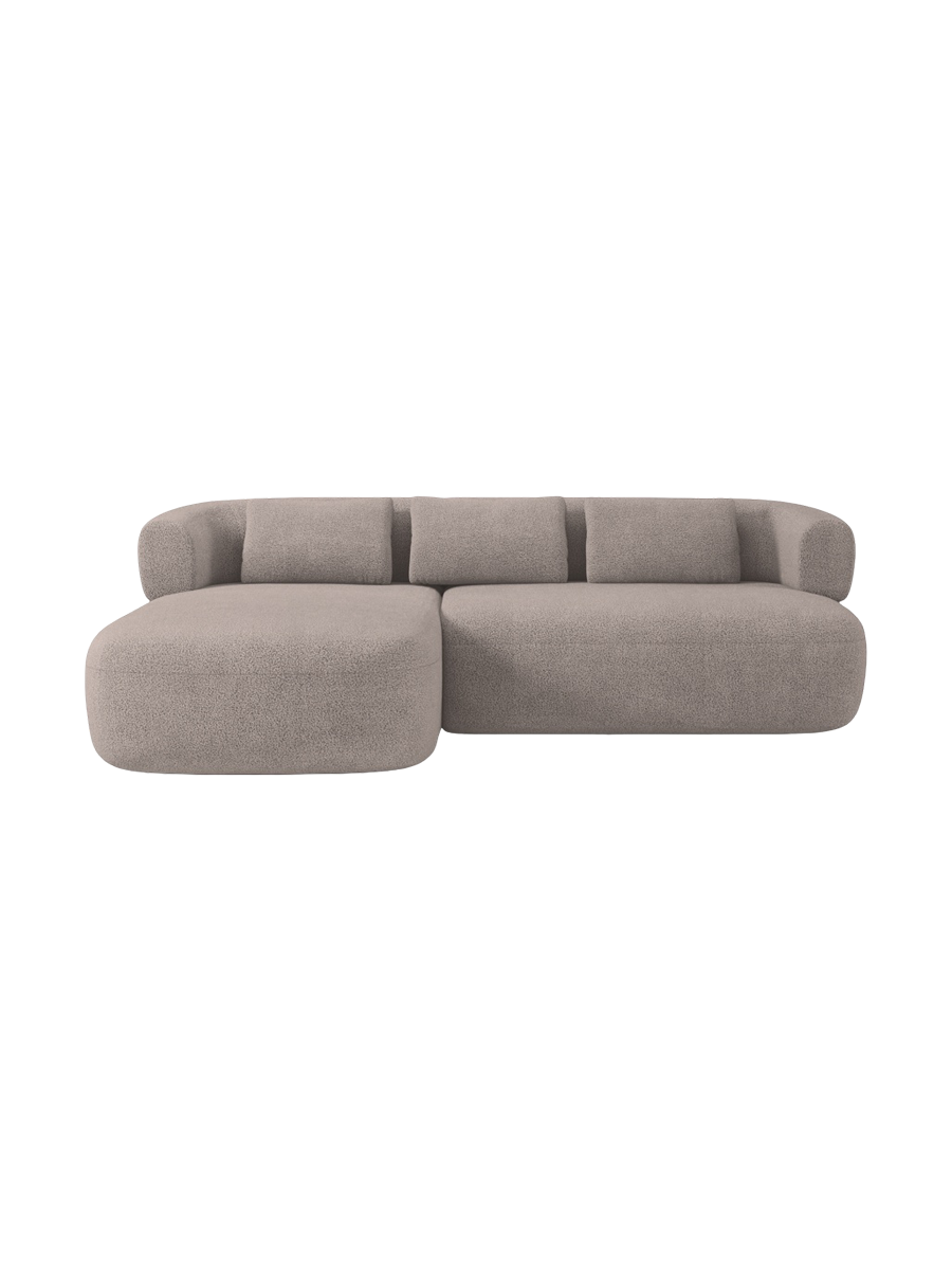
3/4-seater design corner sofa "Estro" - Bouclé Light Brown / Left corner section